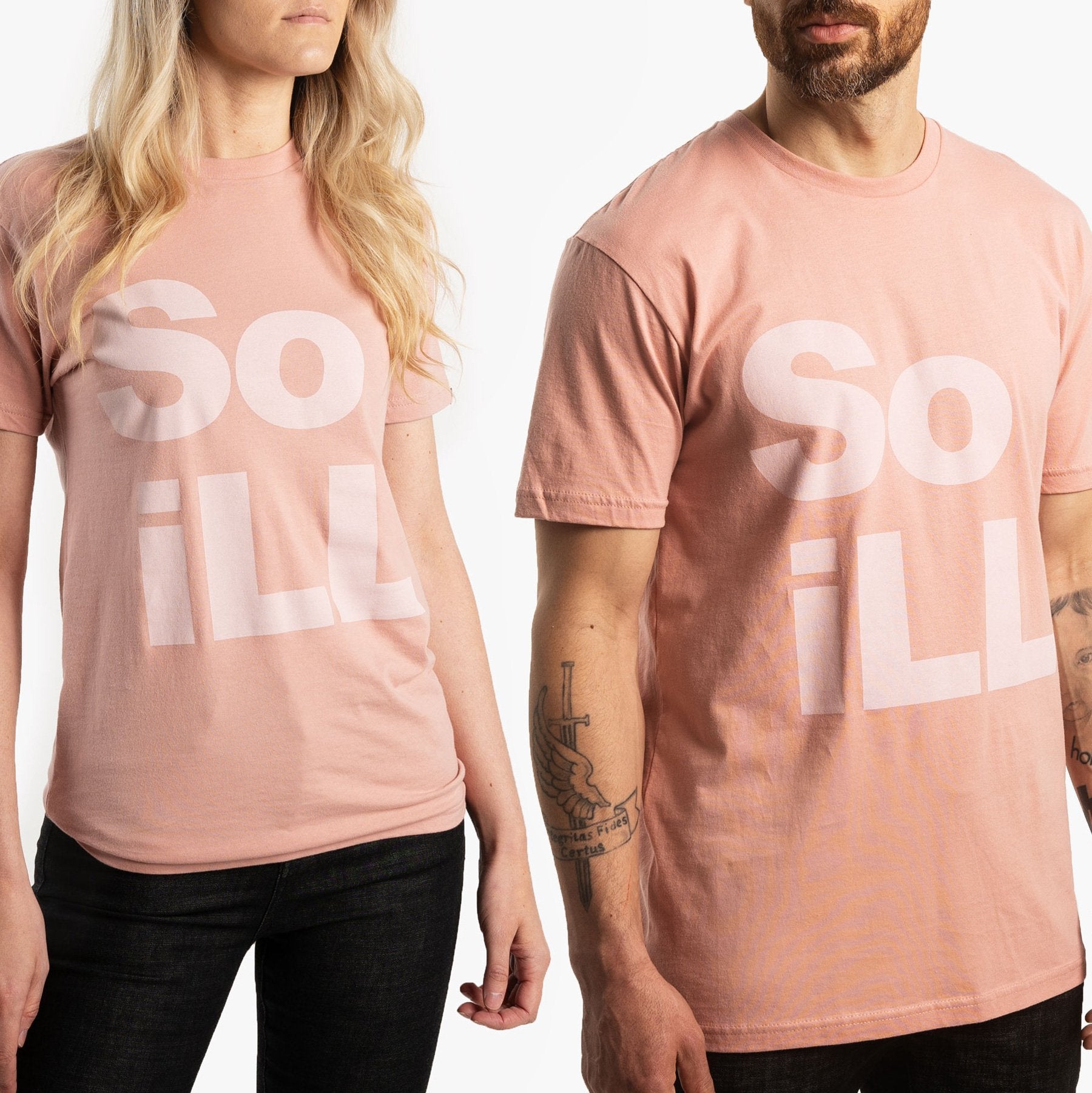 Dirty Pink Stacked Logo Tee